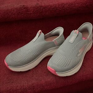 Skechers Gray and Pink Women's Slip-In Sneakers